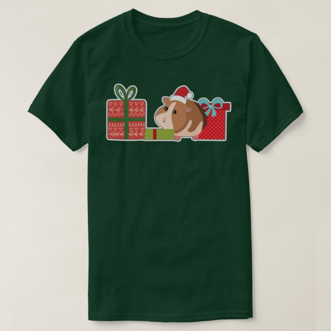 Cute Jul Guinea Gris med Santa Hat Pet Guin T Shirt (Design framsida)