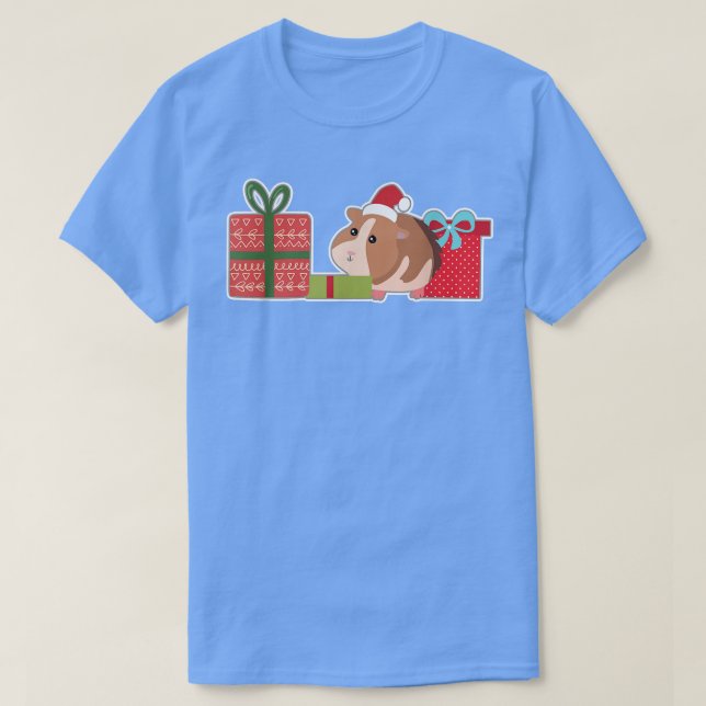 Cute Jul Guinea Gris med Santa Hat Pet Guin T Shirt (Design framsida)