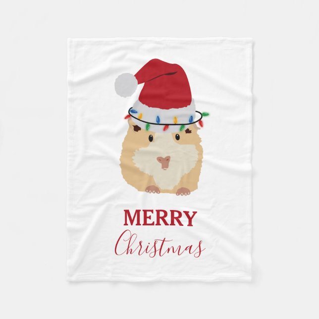 Cute jul Hamster Funny Animal Santa Hat Fleecefilt (Framsidan)