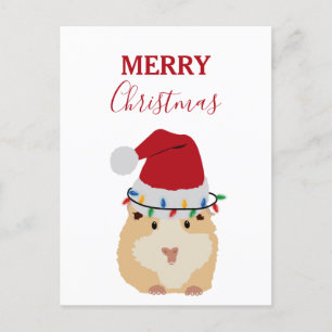 Cute jul Hamster Funny Animal Santa Hat Helg Vykort