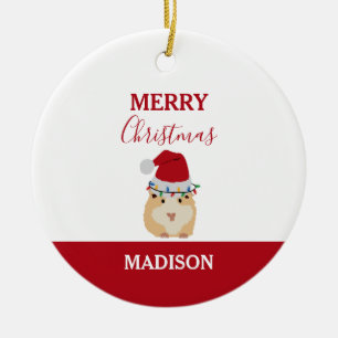 Cute jul Hamster Funny Animal Santa Hat Julgransprydnad Keramik