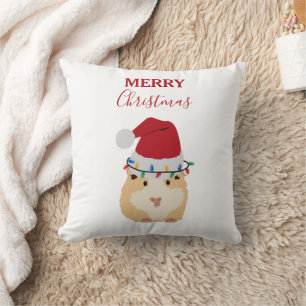 Cute jul Hamster Funny Animal Santa Hat Kudde