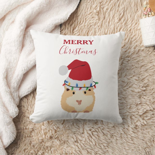 Cute jul Hamster Funny Animal Santa Hat Kudde (Filt)