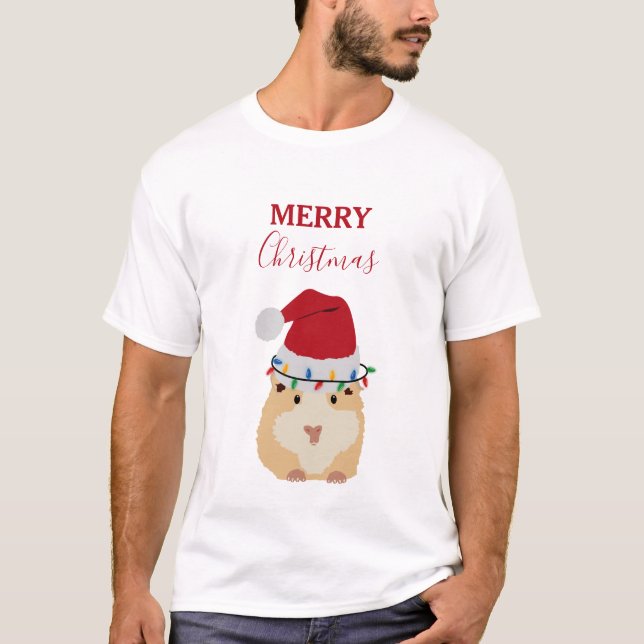 Cute jul Hamster Funny Animal Santa Hat T Shirt (Framsida)
