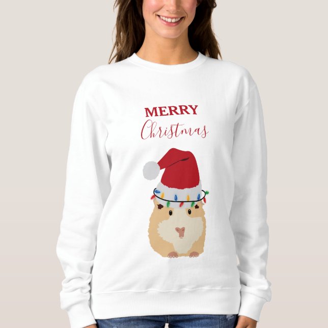 Cute jul Hamster Funny Animal Santa Hat T Shirt (Framsida)