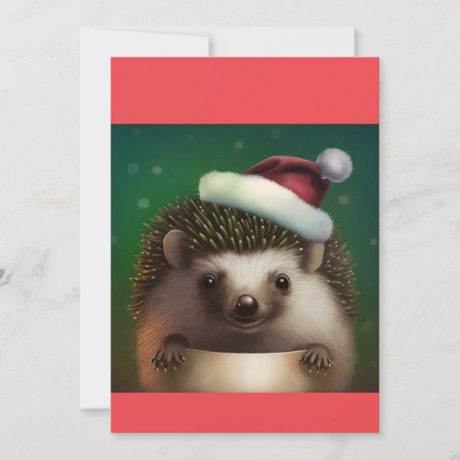 Cute jul Hedgehog , Hedgehog Santa T-Shirt Julkort (Framsida)