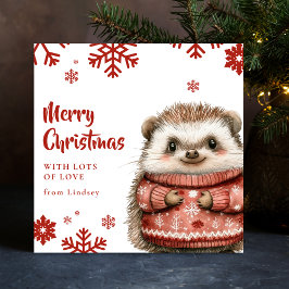Cute jul Hedgehog med Mysigt svenater Julkort