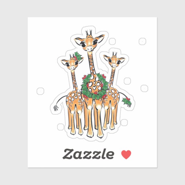 Cute Jul Helgdag Giraffes Klistermärken (Ark)