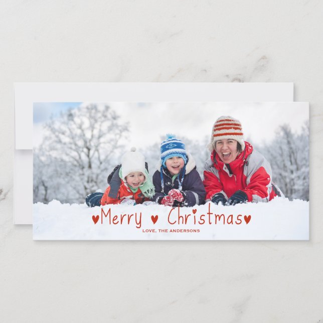 Cute Jul-Helgdag | Röd Julkort (Framsida)