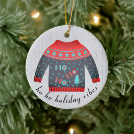 Cute jul Helgdag Vibes Sweater Family Namn Julgransprydnad Keramik