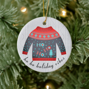Cute jul Helgdag Vibes Sweater Family Namn Julgransprydnad Keramik
