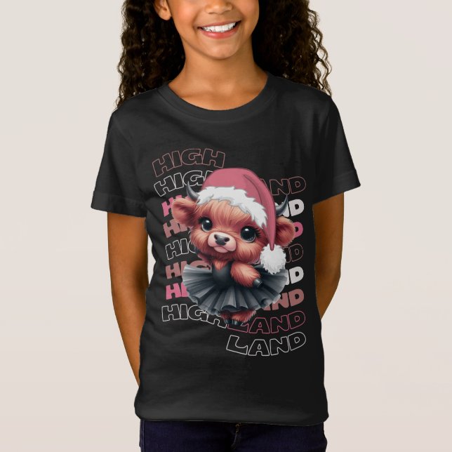 Cute Jul Highland Cow Ballerina T Shirt (Framsida)