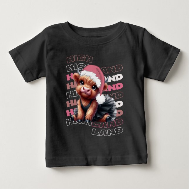 Cute Jul Highland Cow Ballerina T Shirt (Framsida)