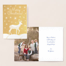 Cute jul-Hjort Natt Starry Himlar Photo Folierat Kort
