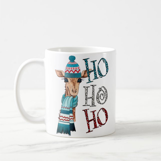 Cute jul Ho Ho Ho Giraffe Coffee Mugg (Vänster)