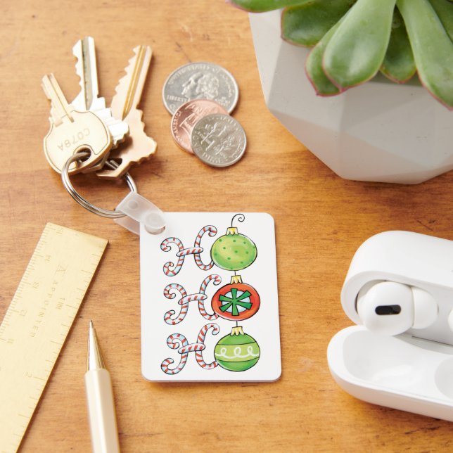 Cute jul Ho Ho Ho, Polkagrisar Nyckelring (Skrivbord)