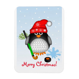 Cute Jul Hockey Penguin & anpassningsbar text magn Magnet
