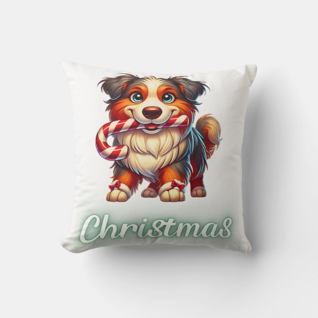 Cute Jul Hund Australian shepherd Kudde (Framsida)
