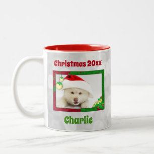 Cute Jul-Hund Cat Pet Photo Keepsaké Två-Tonad Mugg