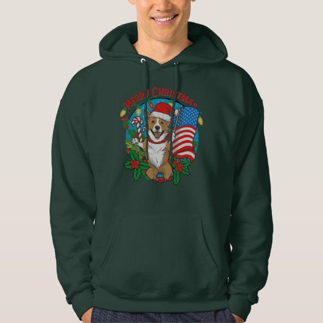 Cute Jul-Hund Hoodie (Framsida)