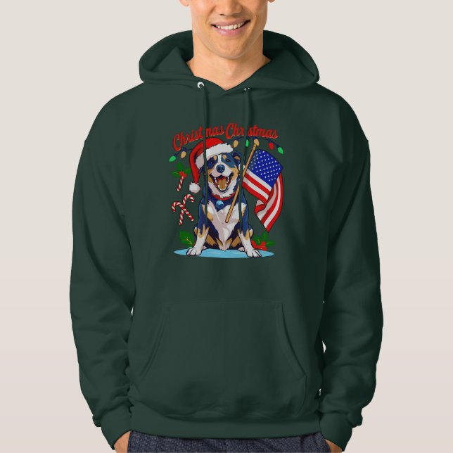 Cute Jul-Hund Hoodie (Framsida)