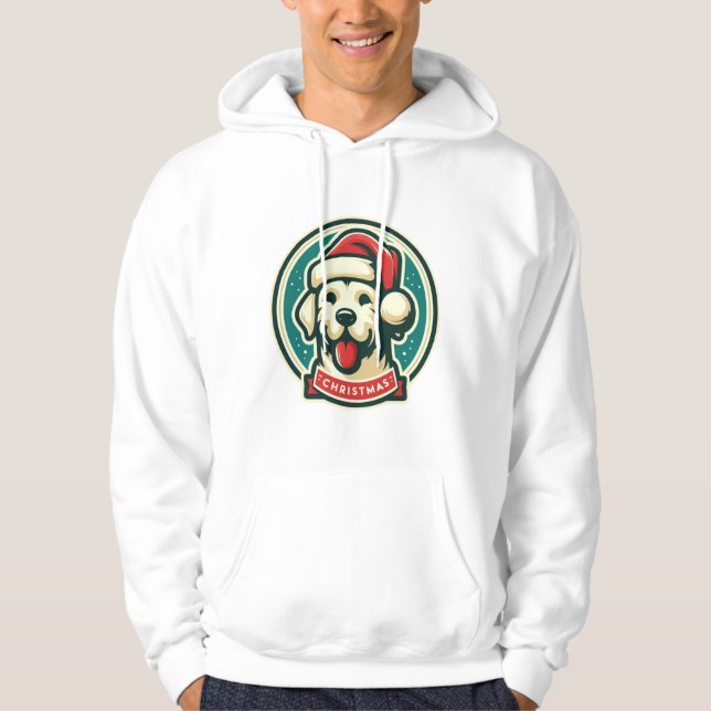 Cute Jul-Hund Hoodie (Framsida)