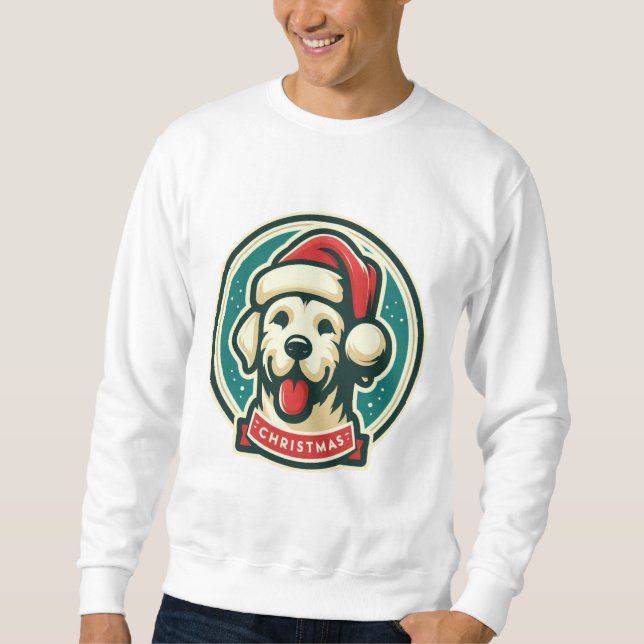 Cute Jul-Hund Lång Ärmad Tröja (Framsida)