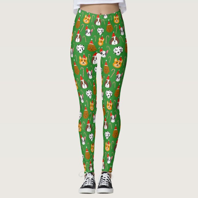 Cute Jul-Hund Patterned Leggings (Framsida)
