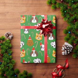 Cute Jul-Hund Patterned Presentpapper