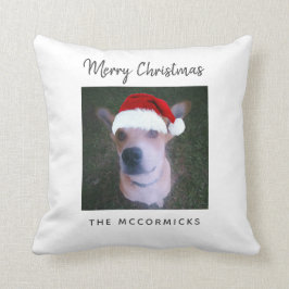 Cute Jul-Hund Photo Family Personlig Namn Kudde