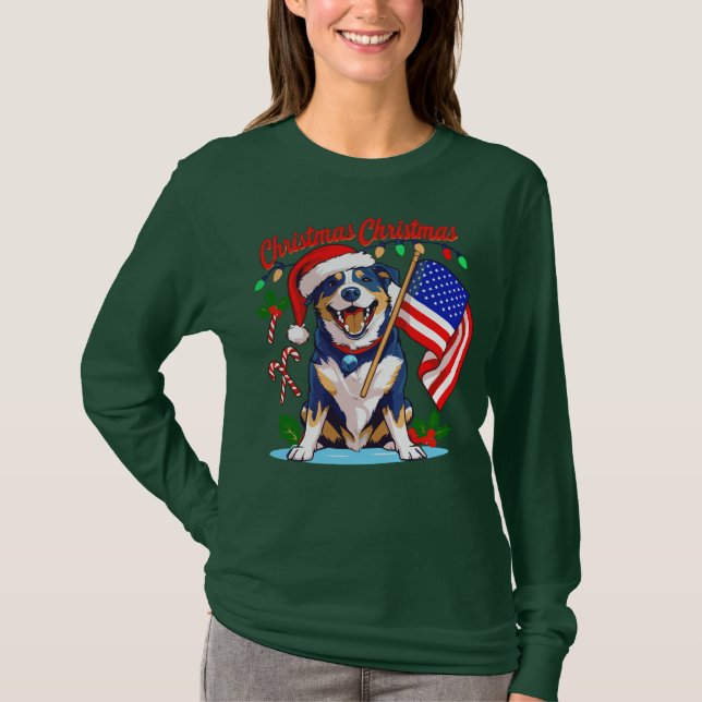 Cute Jul-Hund T Shirt (Framsida)