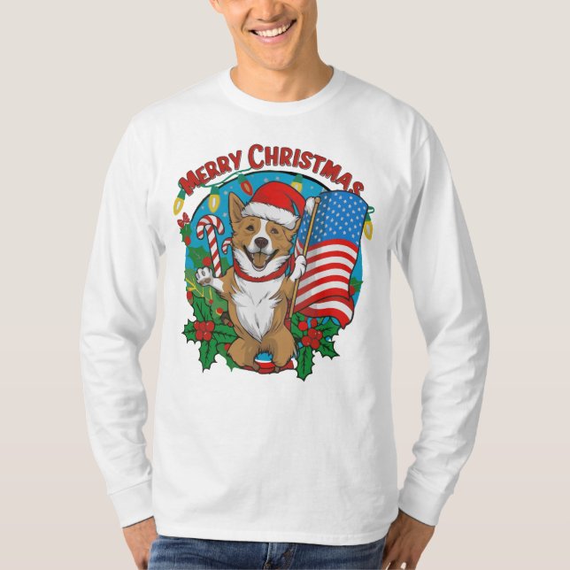 Cute Jul-Hund T Shirt (Framsida)