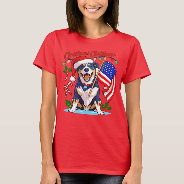 Cute Jul-Hund T Shirt (Framsida)
