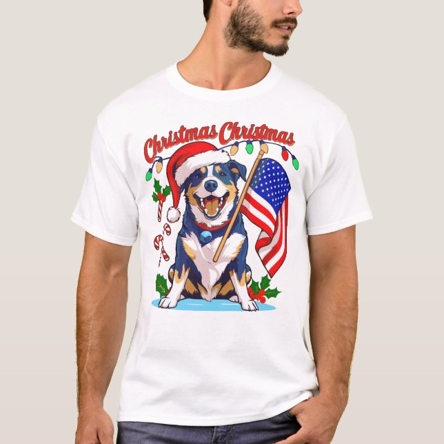 Cute Jul-Hund T Shirt (Framsida)