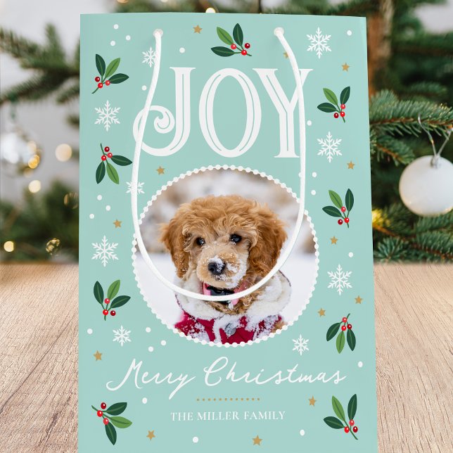 Cute Jul Joy Snowflake Photo Mint (Skapare uppladdad)