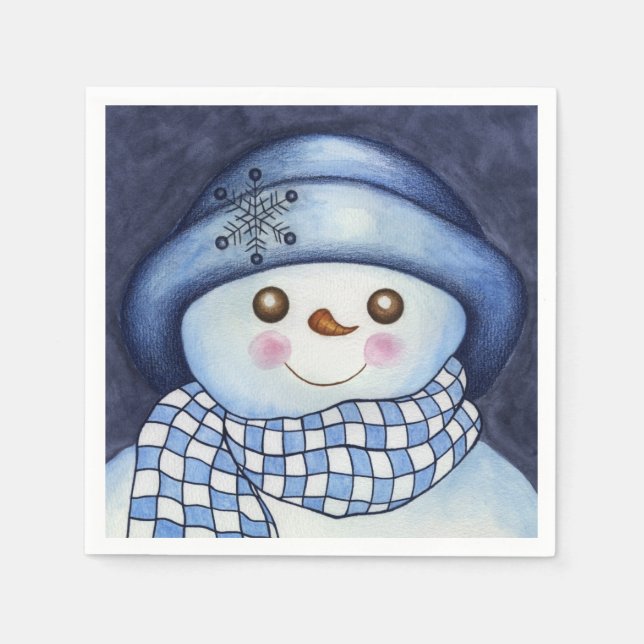 Cute Jul-Julfesten Snögubbe Napkins Pappersservett (Framsidan)