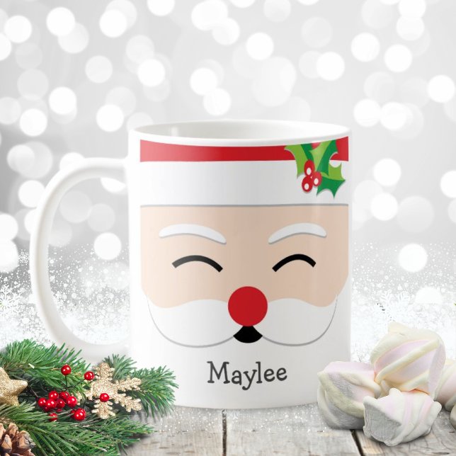 Cute Jul Jultomten Ansikte Helgdag Kaffemugg (Skapare uppladdad)