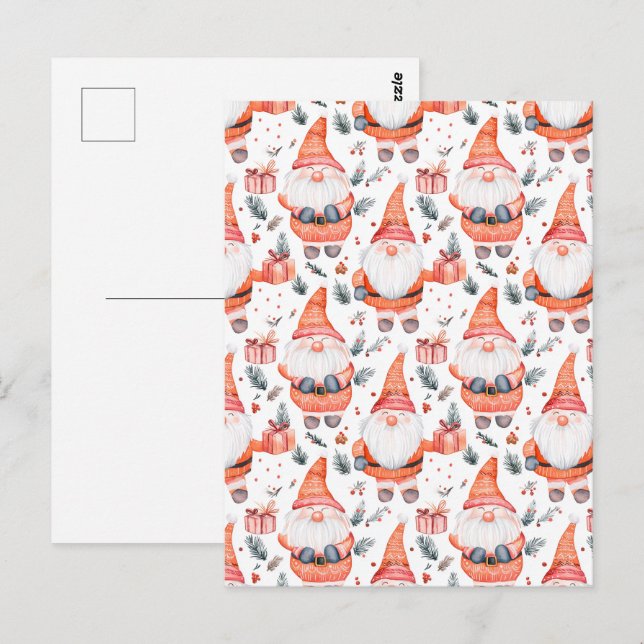 Cute jul Jultomten Vykort (Fram/baksida)