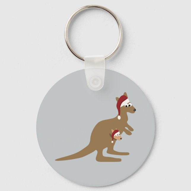 Cute Jul Kangaroos Nyckelring (Framsida)