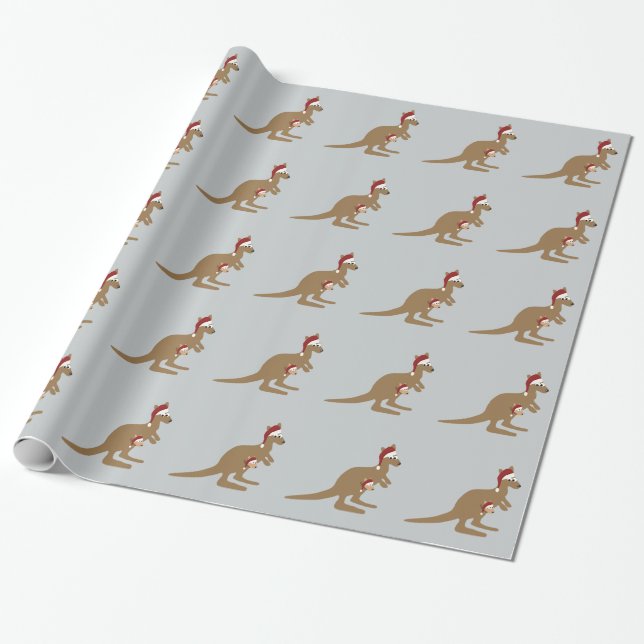 Cute Jul Kangaroos Presentpapper (Utrullad)