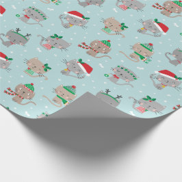 Cute jul Katt i ljusblå blått Presentpapper