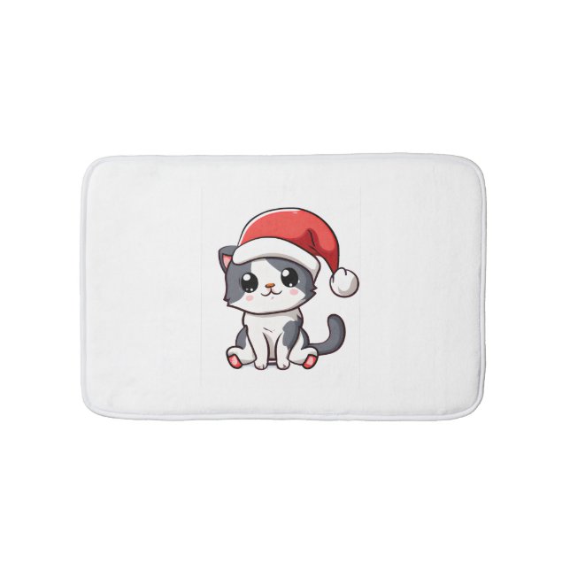 Cute Jul-kattunge med julhatt Badrumsmatta (Framsidan)