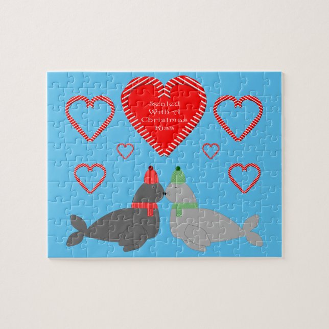 Cute jul Kissing Sälar Pussel (Horisontell)