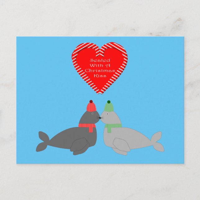 Cute jul Kissing Sälar Vykort (Framsida)