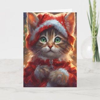 Cute Jul Kitten Art-kort Helgkort