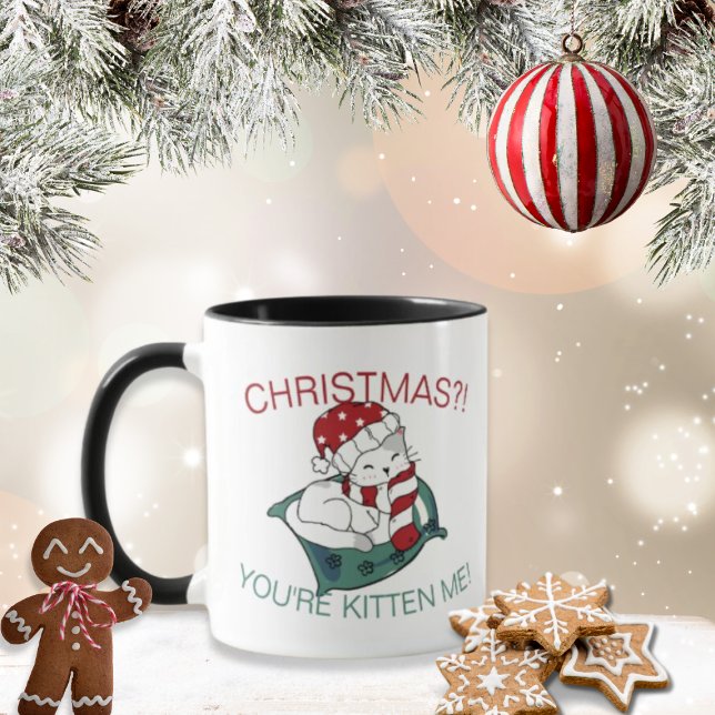 Cute Jul Kitten Illustration Coffee Mugg (Skapare uppladdad)
