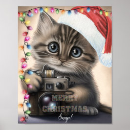 Cute Jul Kitten med kamera Poster