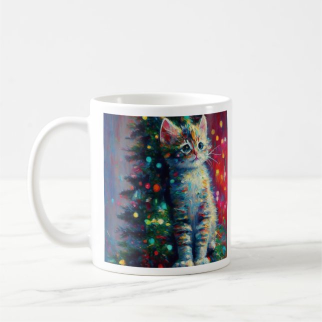 Cute Jul Kitten | Merry Kit-Mas Kaffemugg (Vänster)