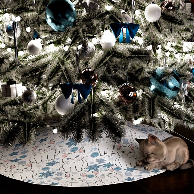 Cute jul Kittens Julgransmatta Borstad Polyester (Skapare uppladdad)