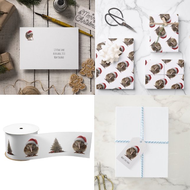 Cute Jul Kiwi, anpassningsbar Presentetikett (Skapare uppladdad)